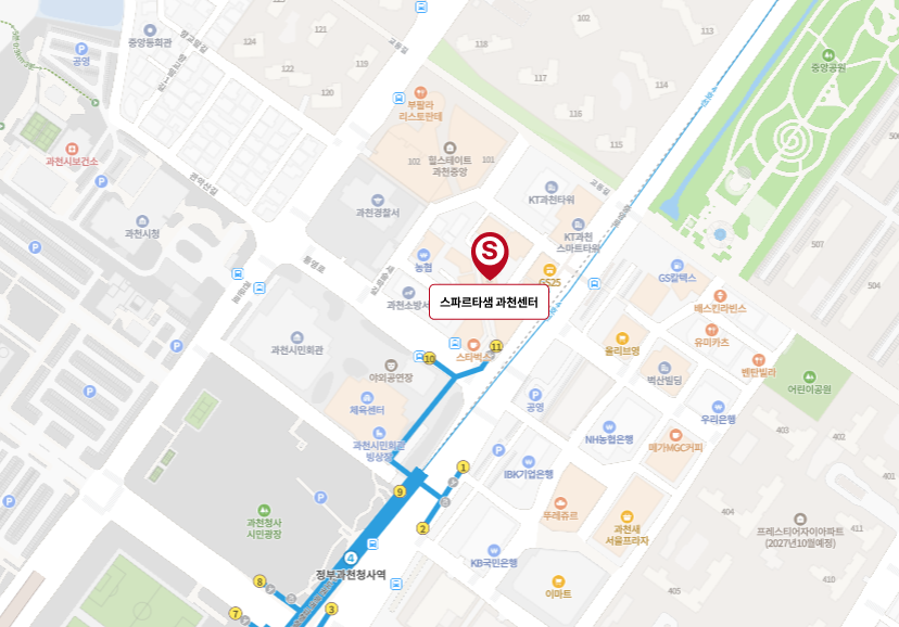 스파르타샘 과천센터 위치 지도